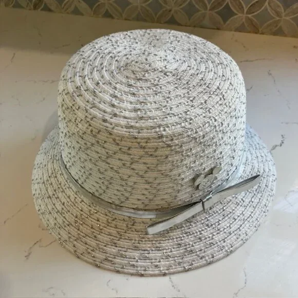 Disney Parks Mickey Mouse Straw Bucket Hat Silver/White Adult 57cm Mickey Icon - Picture 9 of 12